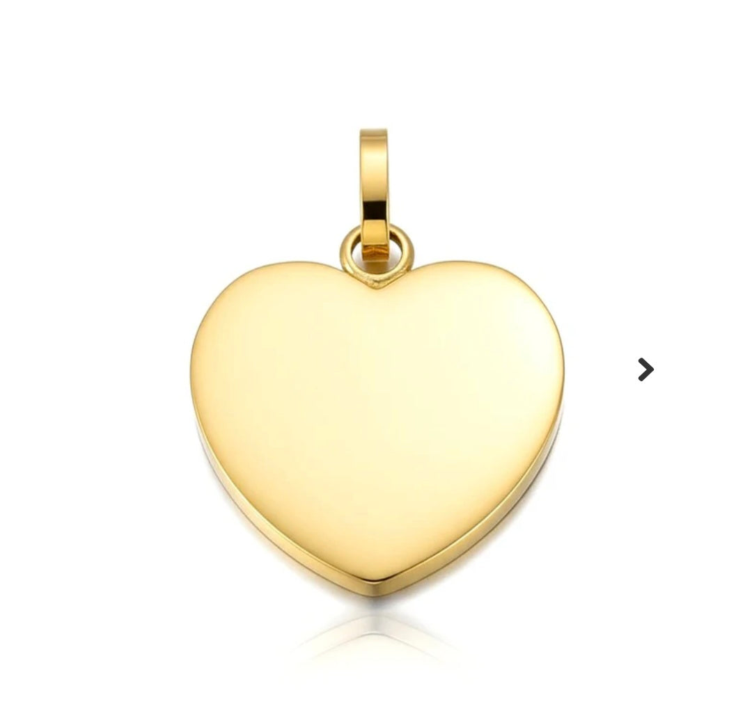Pendentif acier à personnaliser cœur or