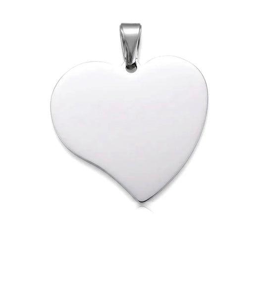 Pendentif acier à personnaliser cœur argenté 35*35*2 mm
