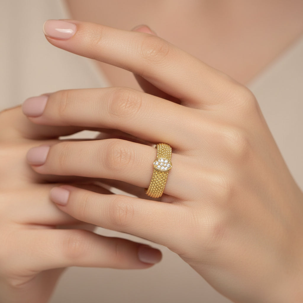 Bague femme réglable alliance sertis zirconiums