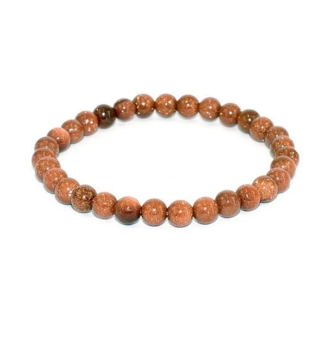 Bracelet pour homme ou femme - Pierre naturelle 6 mm - Pierre de sable d'or