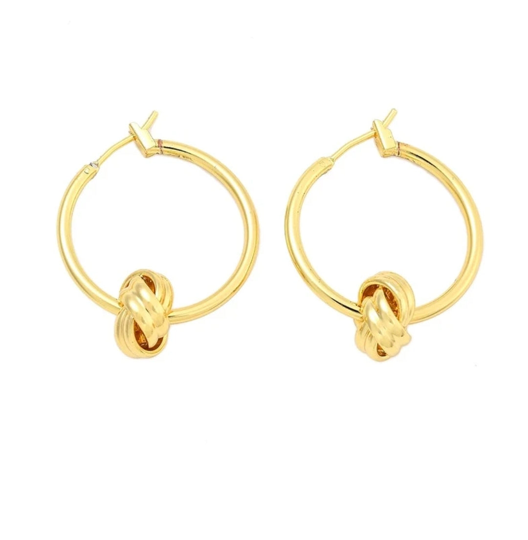 Boucles d'oreilles femme Créoles nœud dorées à l'or fin