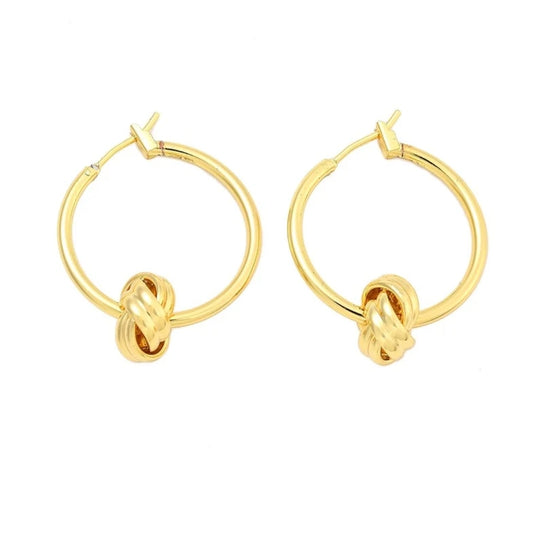 Boucles d'oreilles femme Créoles nœud dorées à l'or fin