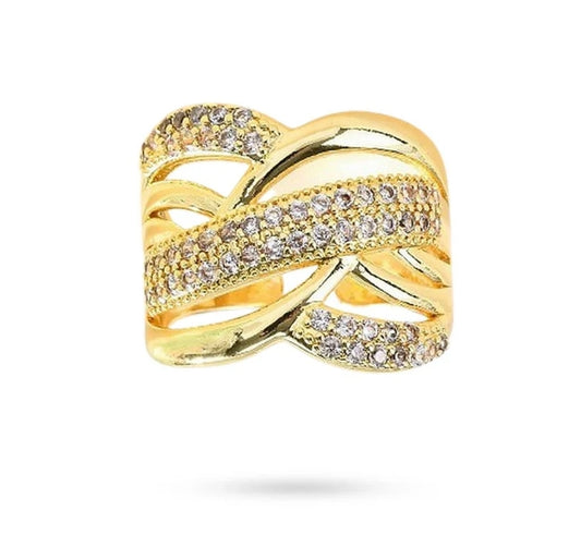 Bague femme réglable avec zirconiums sertis