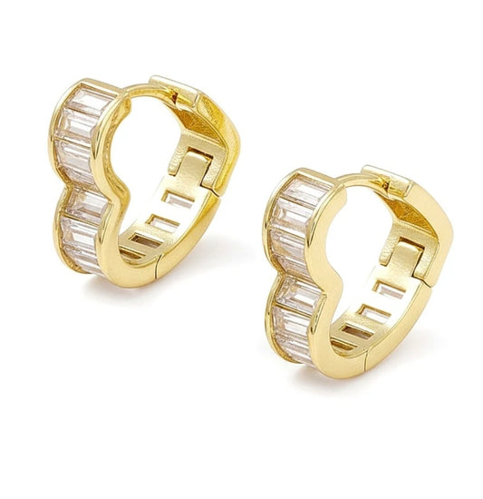 Boucles d'oreilles femme Créoles en forme de cœur dorées à l'or fin