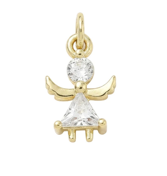 Pendentif breloque petit ange zirconiums sertis