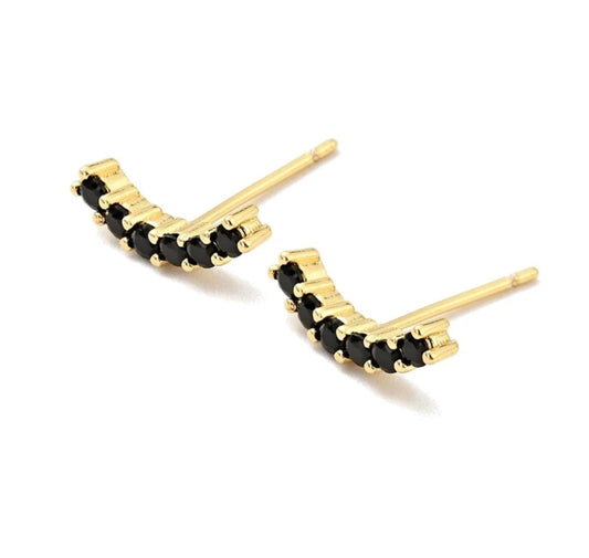 Boucles d'oreilles femme zirconiums noir or