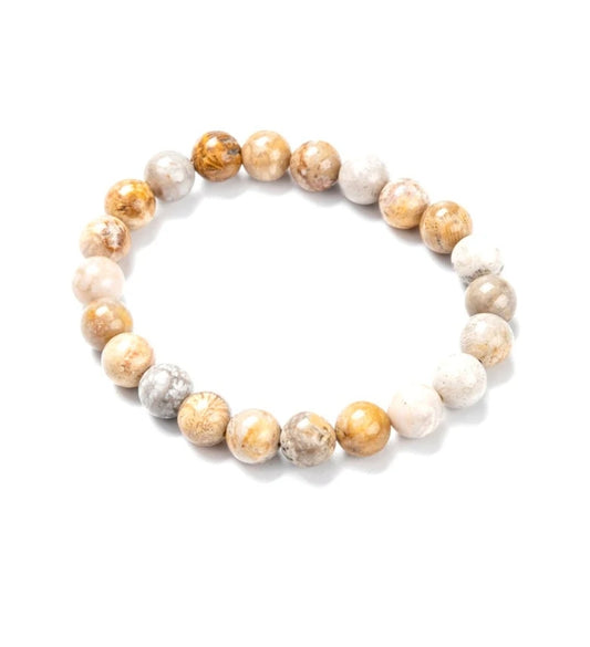 Bracelet pour homme ou femme pierres naturelles corail 8 mm