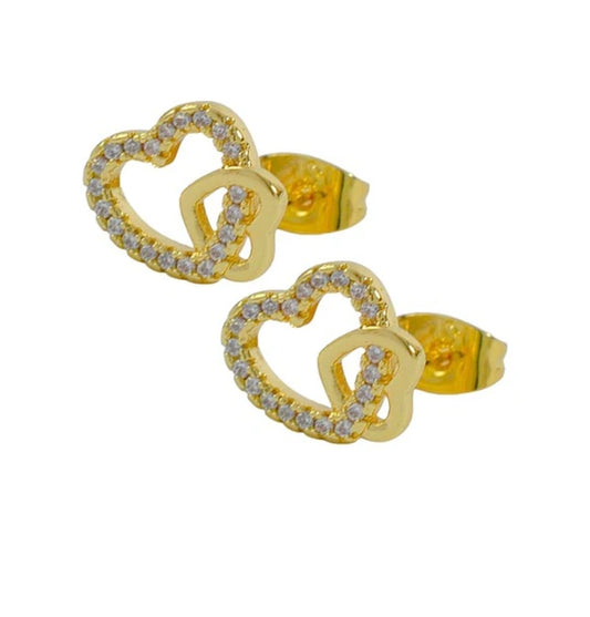 Boucles d'oreilles femme coeurs entrelacés
