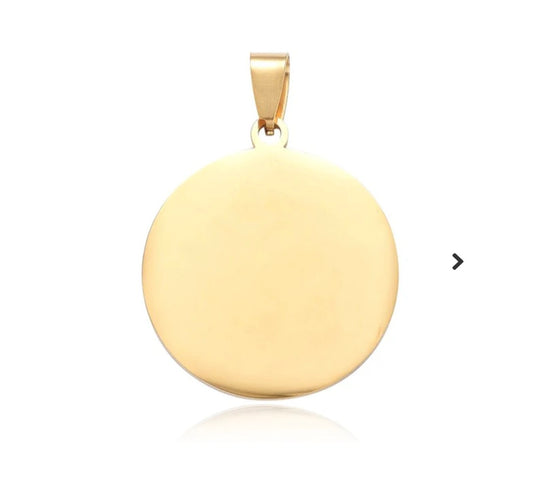 Pendentif acier à personnaliser rond or 35*30*2 mm