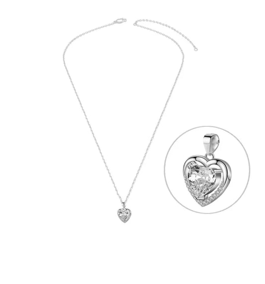 Collier femme argent 925 cœur sertis oxyde blanc