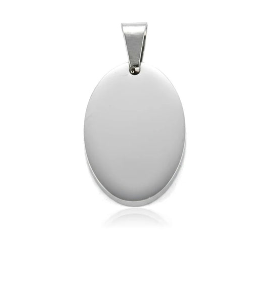 Pendentif acier à personnaliser ovale argenté 30*20*3 mm