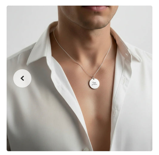 Pendentif acier à personnaliser rond argenté thème Papy je t'aime