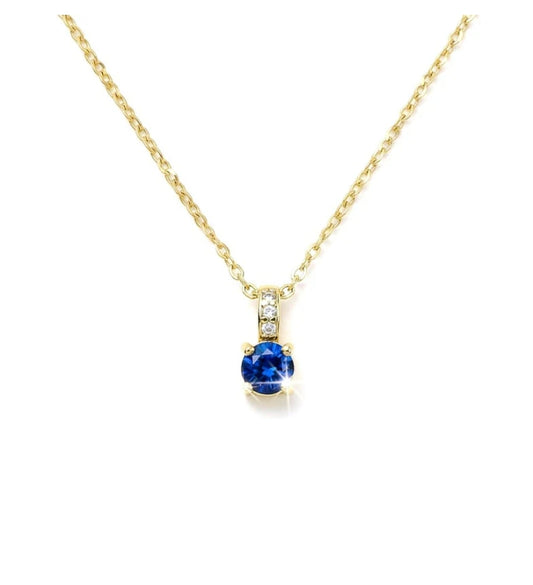 Collier femme oxyde bleu nuit et zirconiums sertis sur la bélière doré à l'or fin