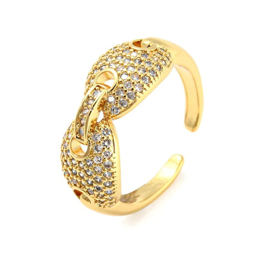 Bague femme réglable entrelacé diamants CZ