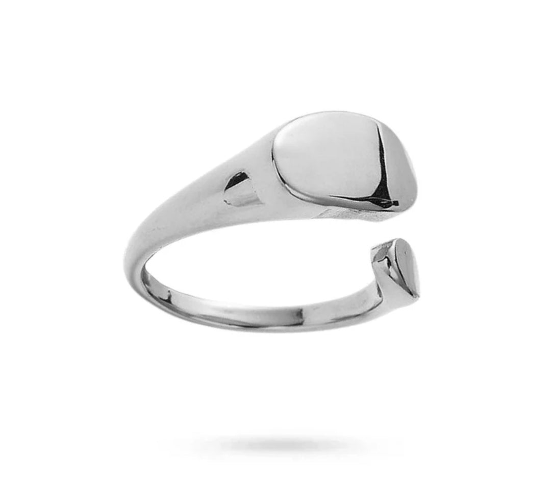 Bague femme acier inoxydable argentée ouverte