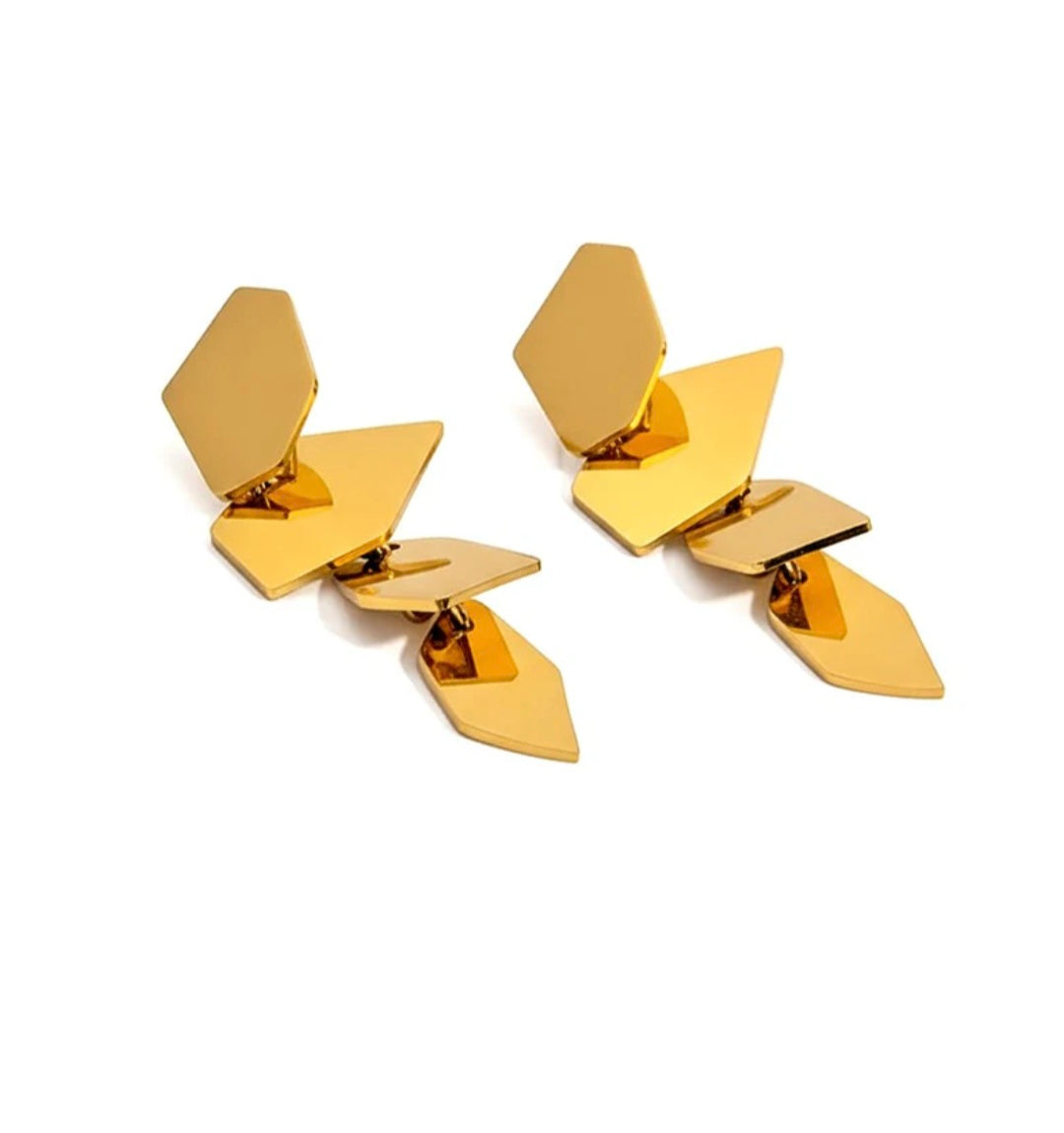 Boucles d'oreilles femme en acier inoxydable doré formes géométriques 2