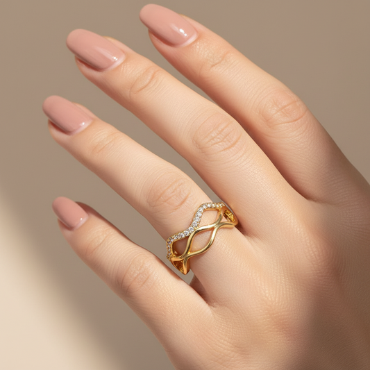 Bague femme réglable vagues
