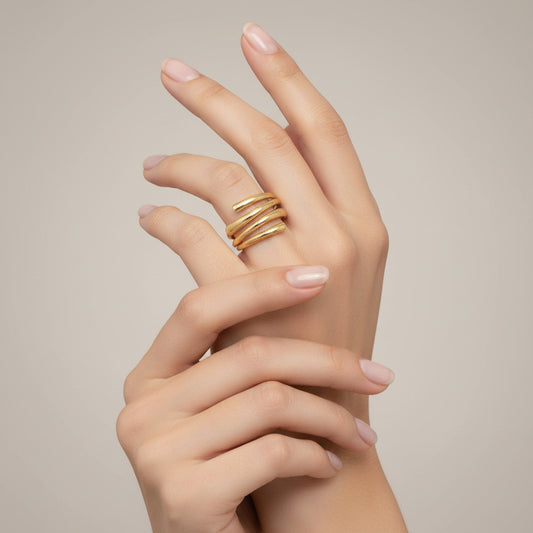 Bague femme acier inoxydable doré