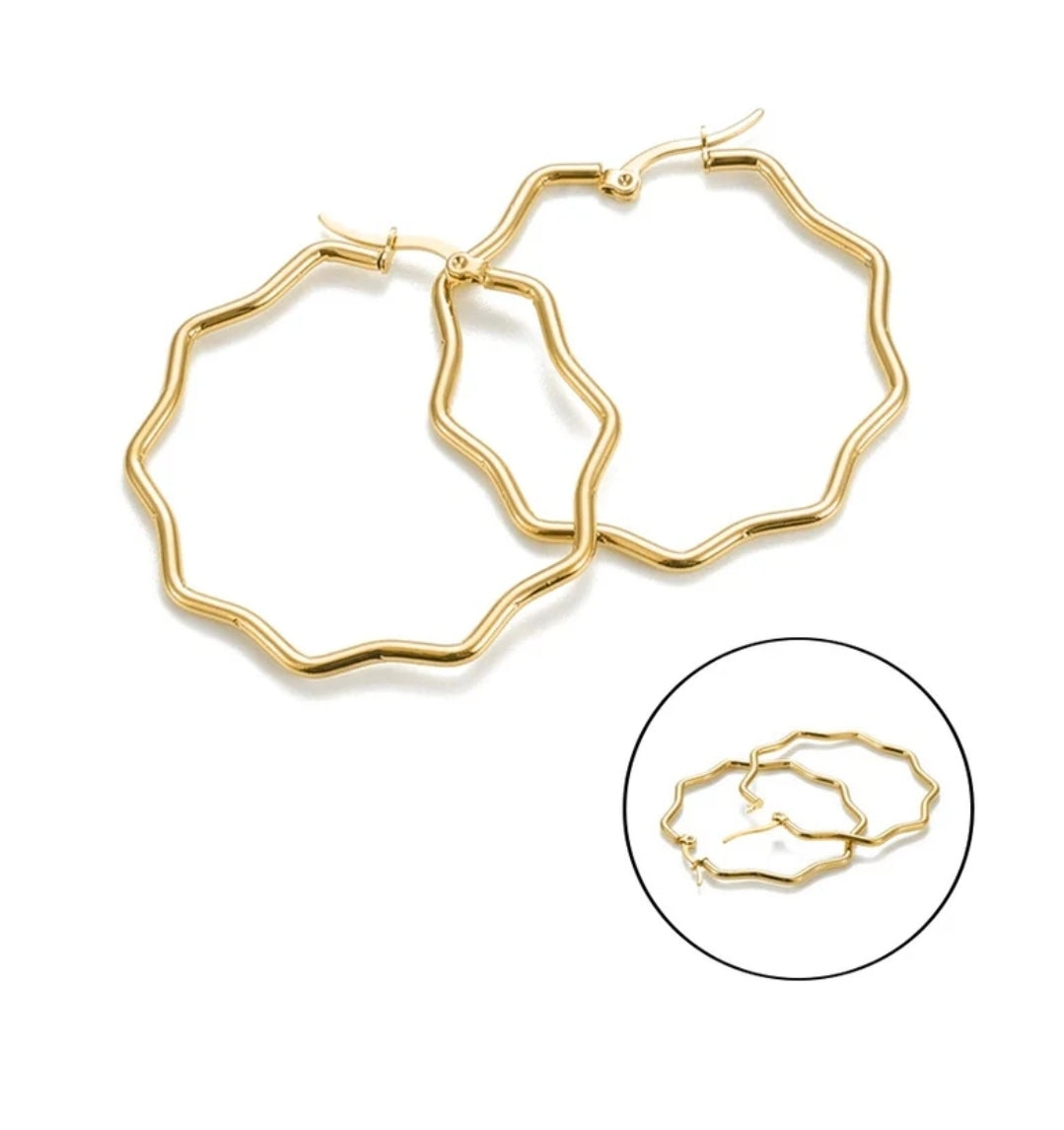 Boucles d'oreilles femme en acier inoxydable Créoles étoiles