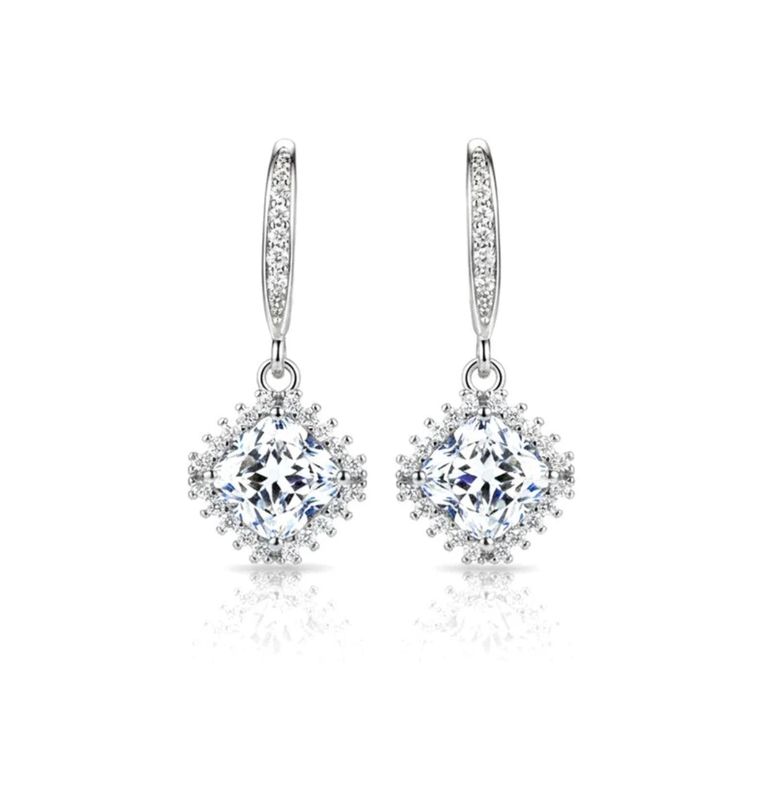 Boucles d'oreilles femme argent 925 tombantes sertis Diane