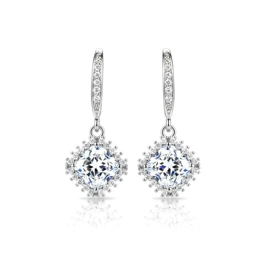 Boucles d'oreilles femme argent 925 tombantes sertis Diane