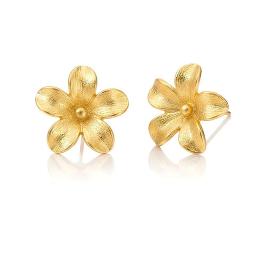 Boucles d'oreilles femme en acier inoxydable doré en forme de fleur