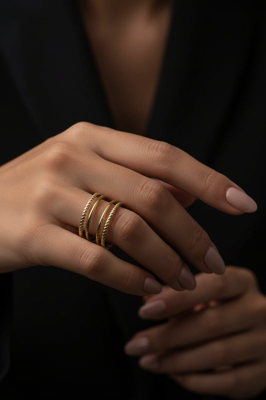 Bague femme réglable quatre rangées