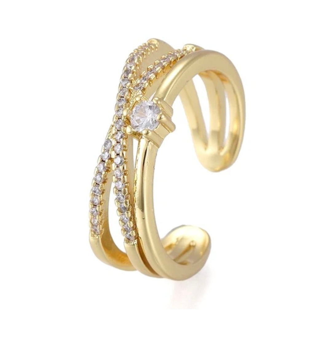 Bague femme réglable double anneaux