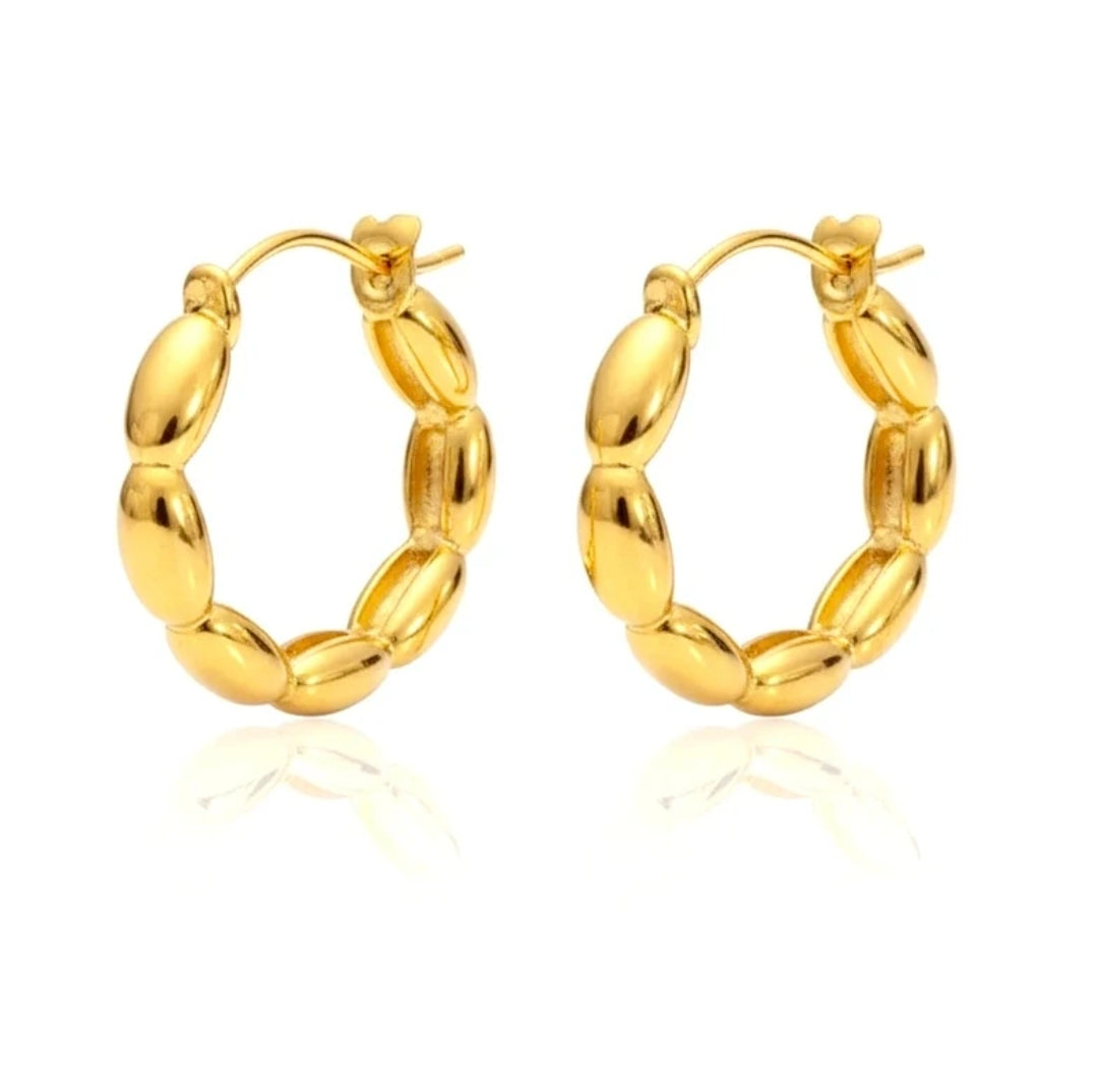 Boucles d'oreilles femme en acier inoxydable doré Créoles 3