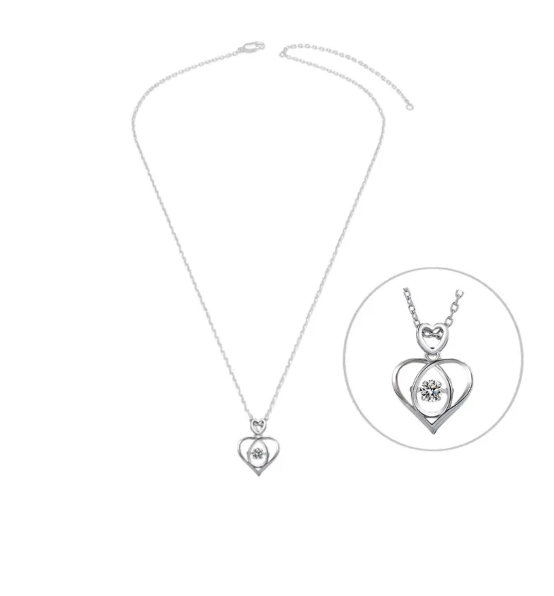 Collier femme argent 925 Cœur entrelacé oxyde blanc