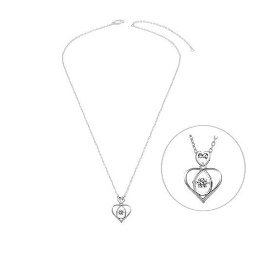 Collier femme argent 925 Cœur entrelacé oxyde blanc