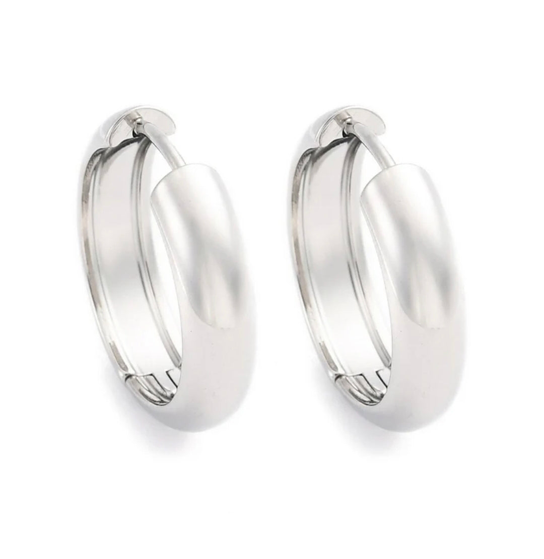 Boucles d'oreilles femme en acier inoxydable argentées Créoles 20*4 mm