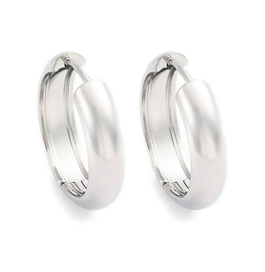Boucles d'oreilles femme en acier inoxydable argentées Créoles 20*4 mm