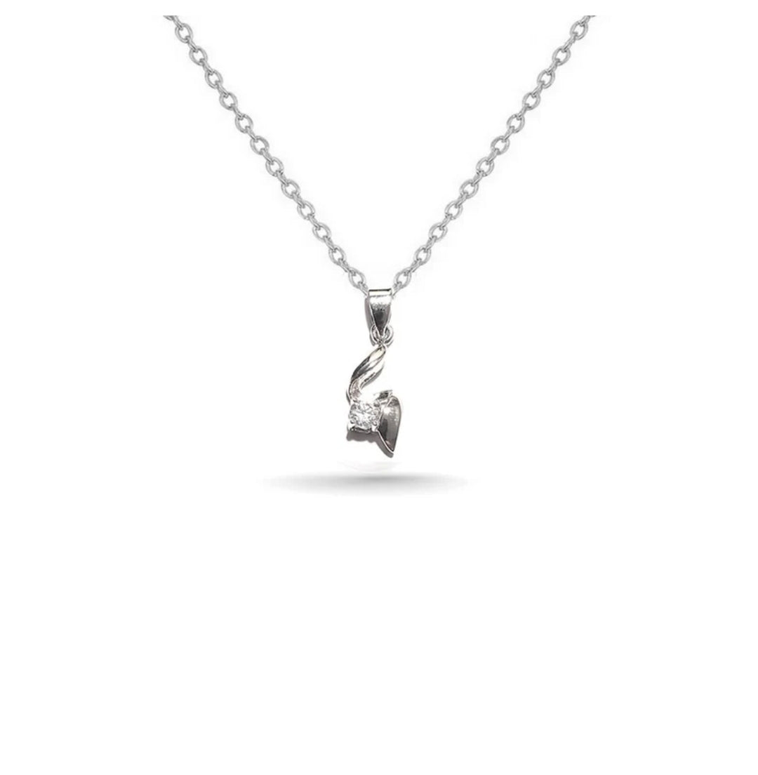 Collier diamant rhodié femme