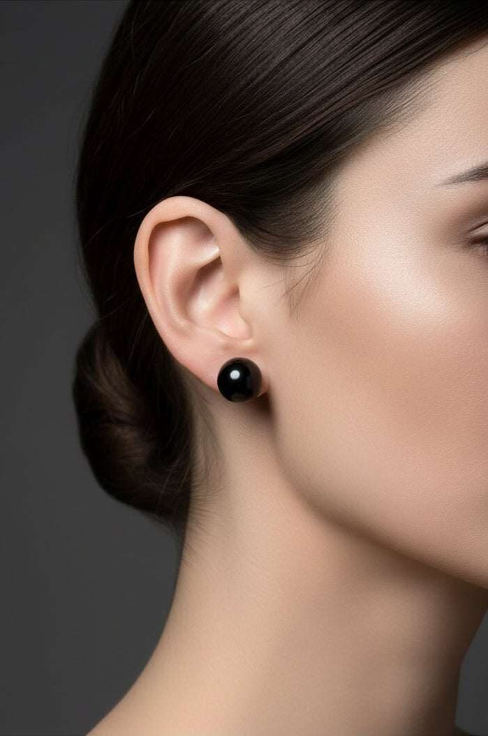 Boucles d'oreilles femme céramique - Puces - Couleur noir