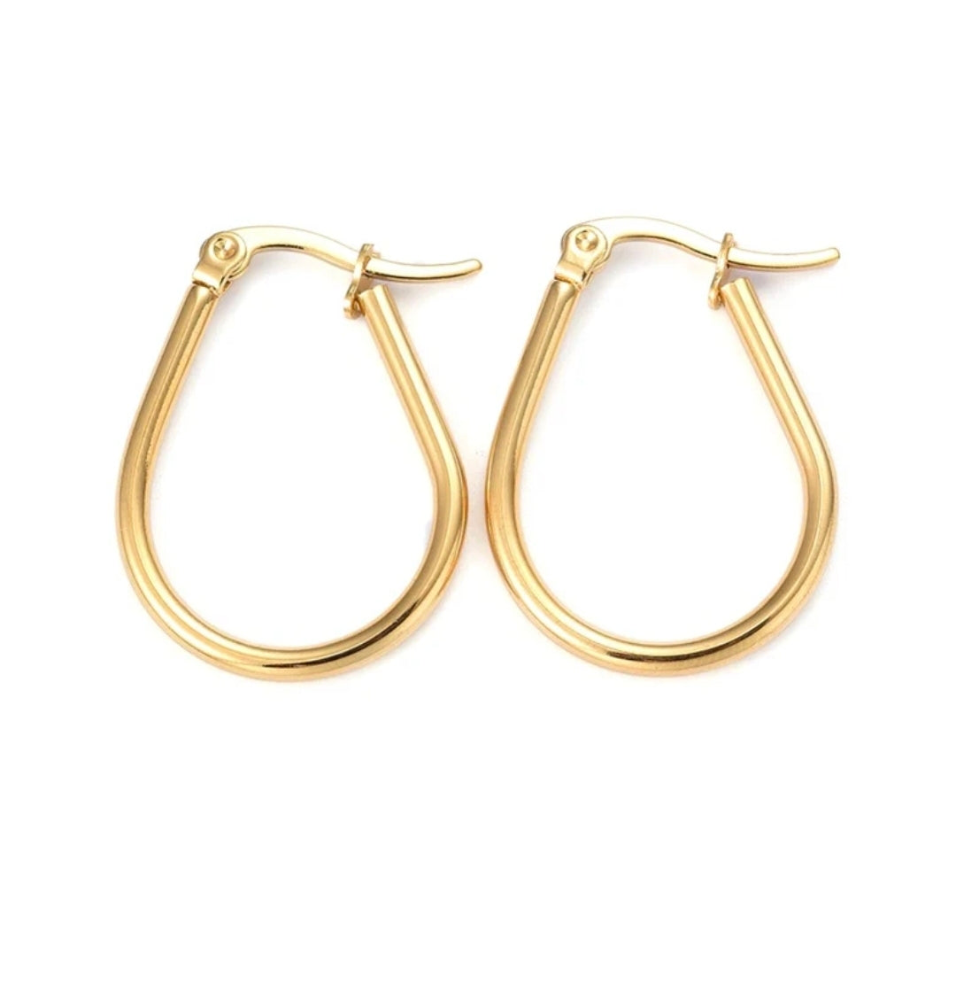 Boucles d'oreilles femme en acier inoxydable doré Créoles gouttes