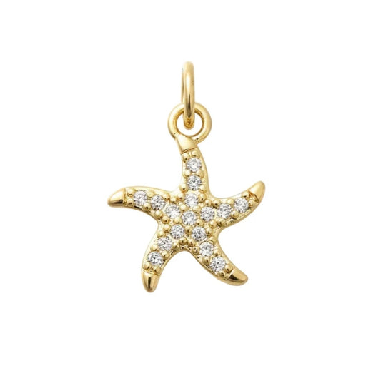 Pendentif breloque étoile de mer zirconiums sertis