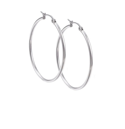 Boucles d'oreilles femme acier inoxydable Créoles argentées