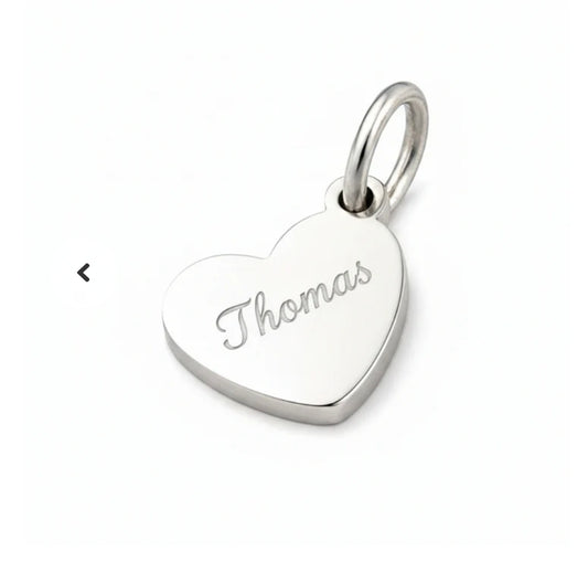 Pendentif acier à personnaliser petit cœur argenté 16*10 mm gravure offerte