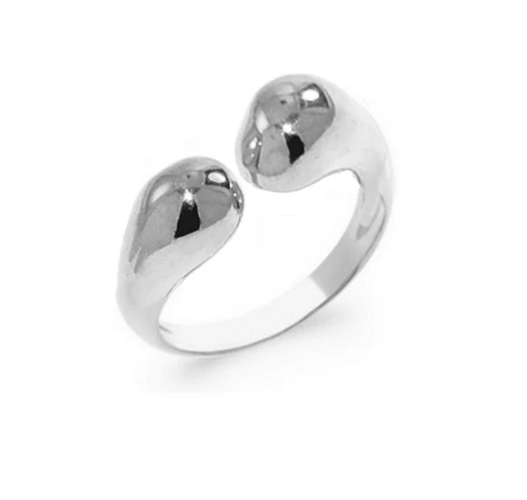 Bague femme acier 316 boules argentées