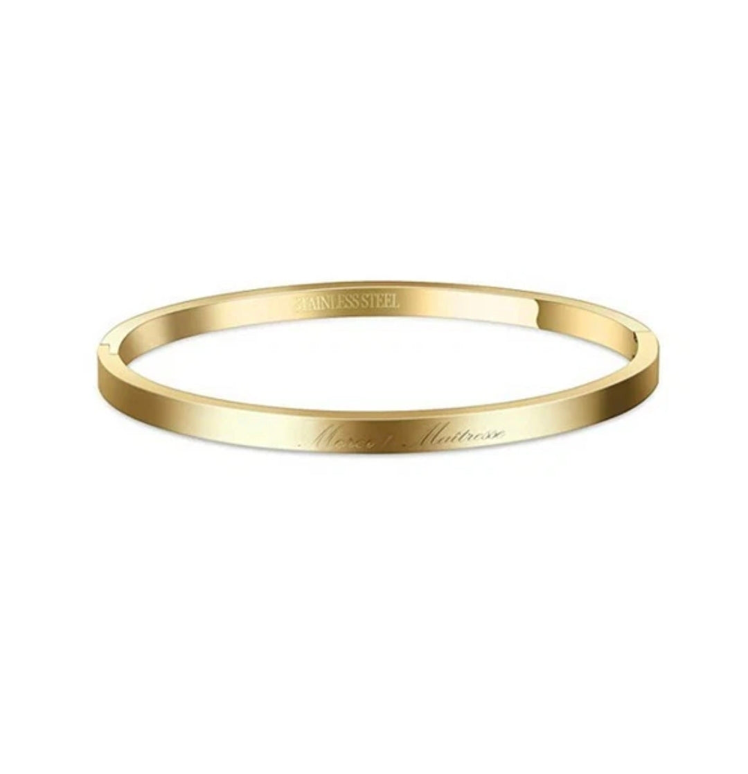 Bracelet en acier pour femme - Couleur doré - ' Merci maitresse '