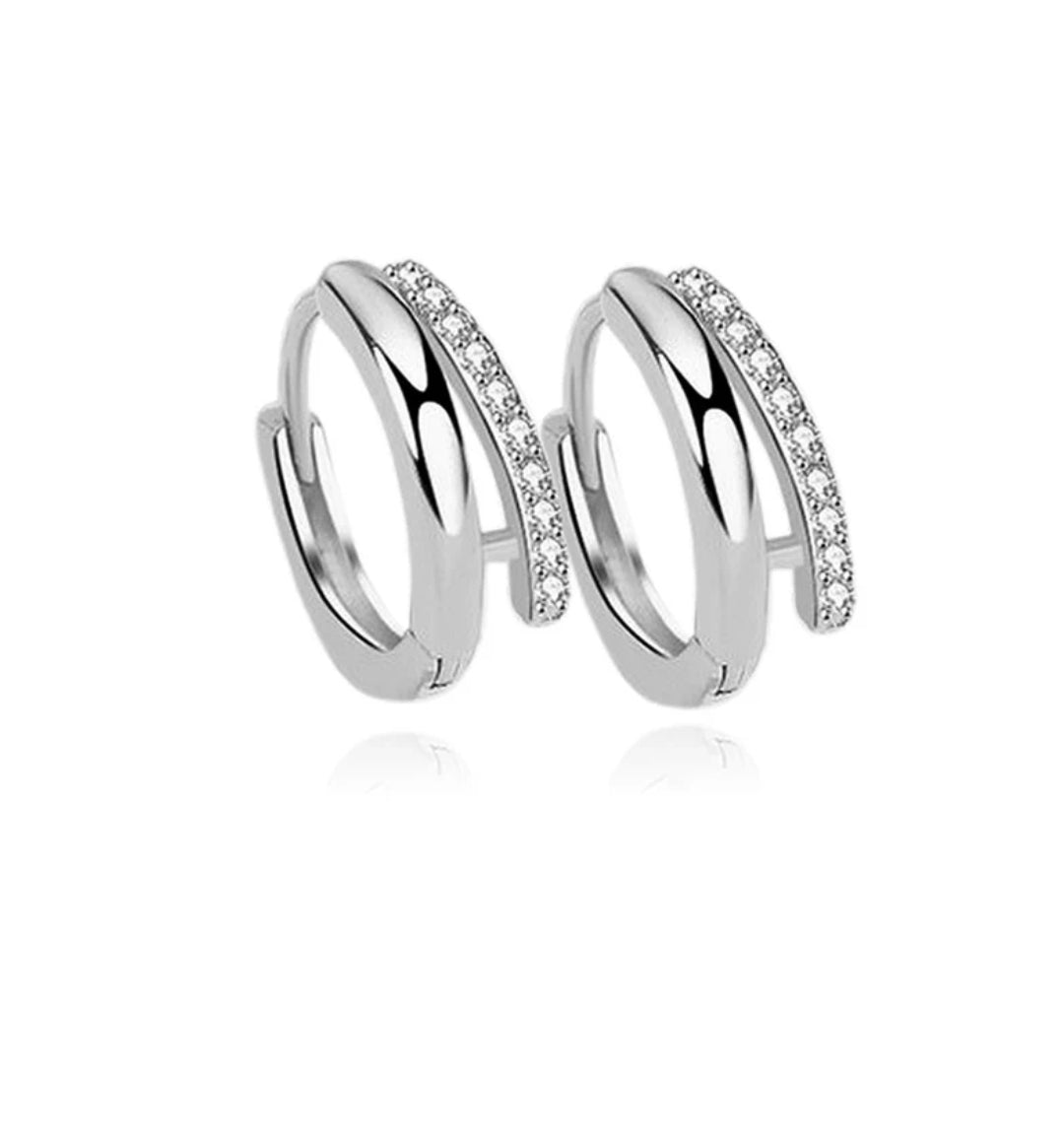 Boucles d'oreilles femme argent 925 Créoles zirconiums sertis Eléonore