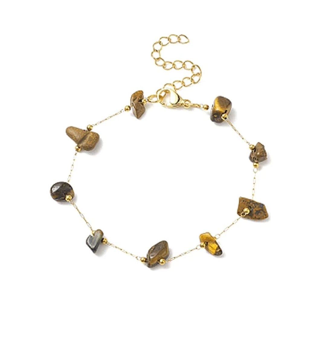 Bracelet pour homme ou femme - acier inoxydable pierres naturelles œil de tigre
