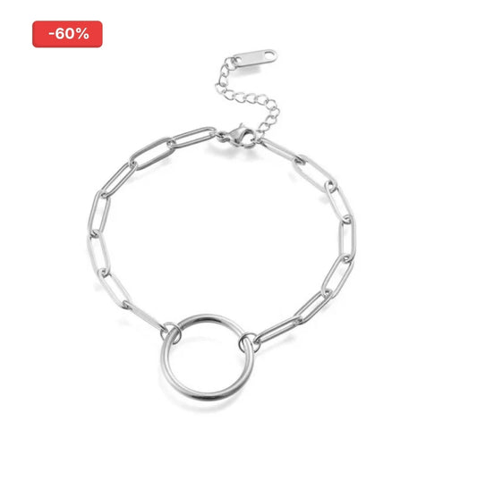 Bracelet acier inoxydable femme maille trombone cercle argenté