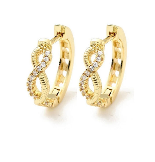 Boucles d'oreilles Créoles avec le sigle infini serti de zirconium