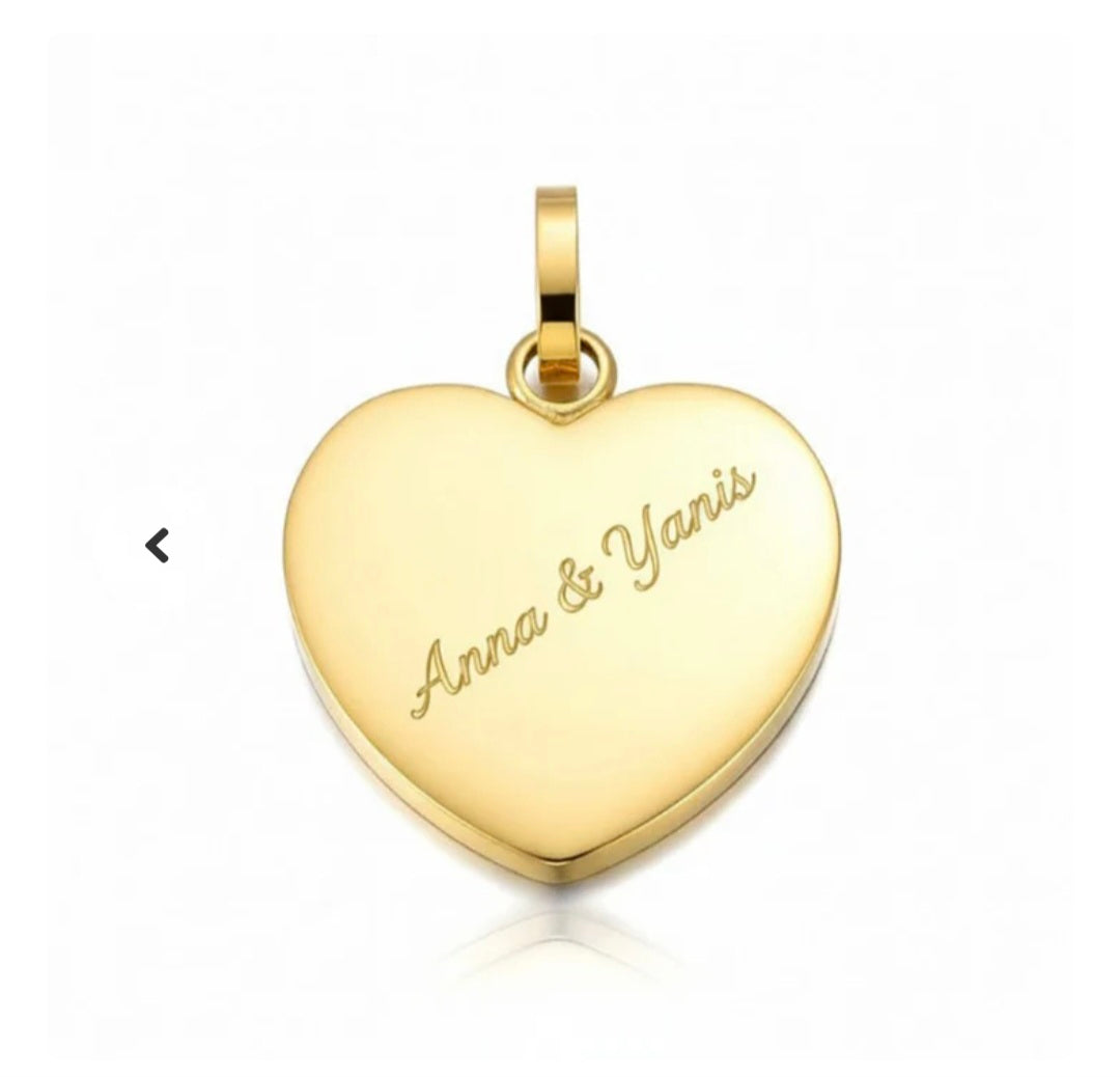 Pendentif acier à personnaliser cœur or