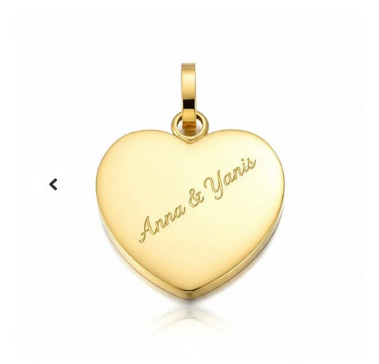 Pendentif acier à personnaliser cœur or