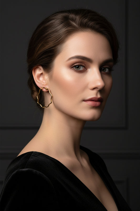 Boucles d'oreilles femme en acier inoxydable Créoles étoiles