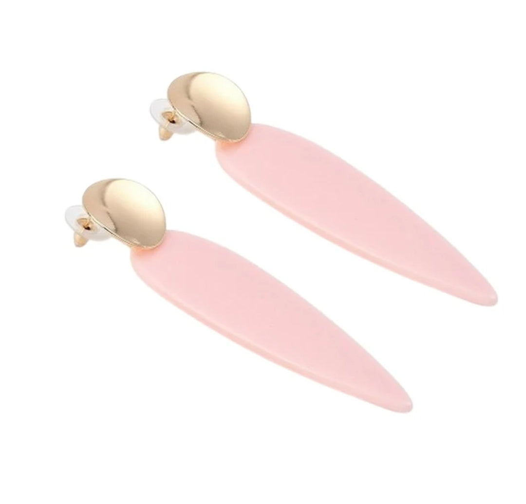 Boucles d'oreilles fantaisie tombante rose et doré