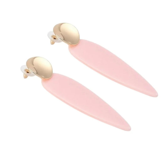 Boucles d'oreilles fantaisie tombante rose et doré